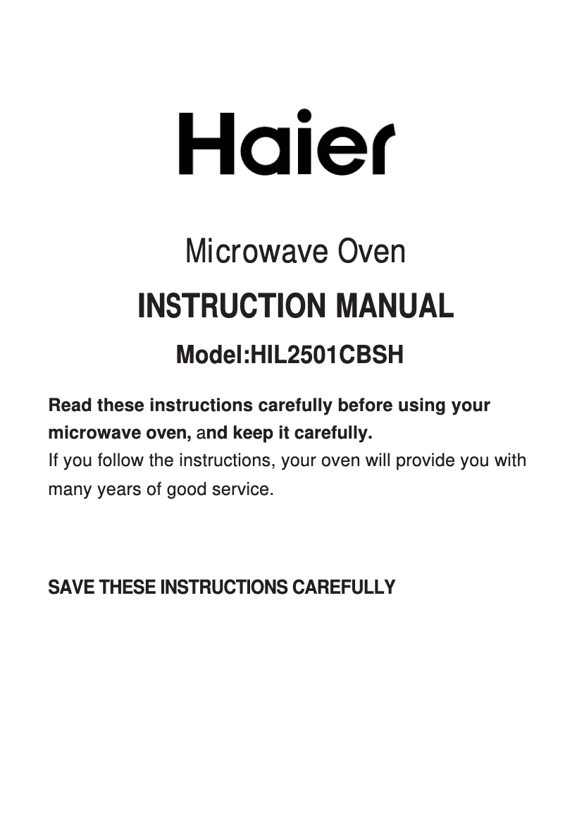 Page 1 de la notice Manuel utilisateur Haier HIL2501CBSH