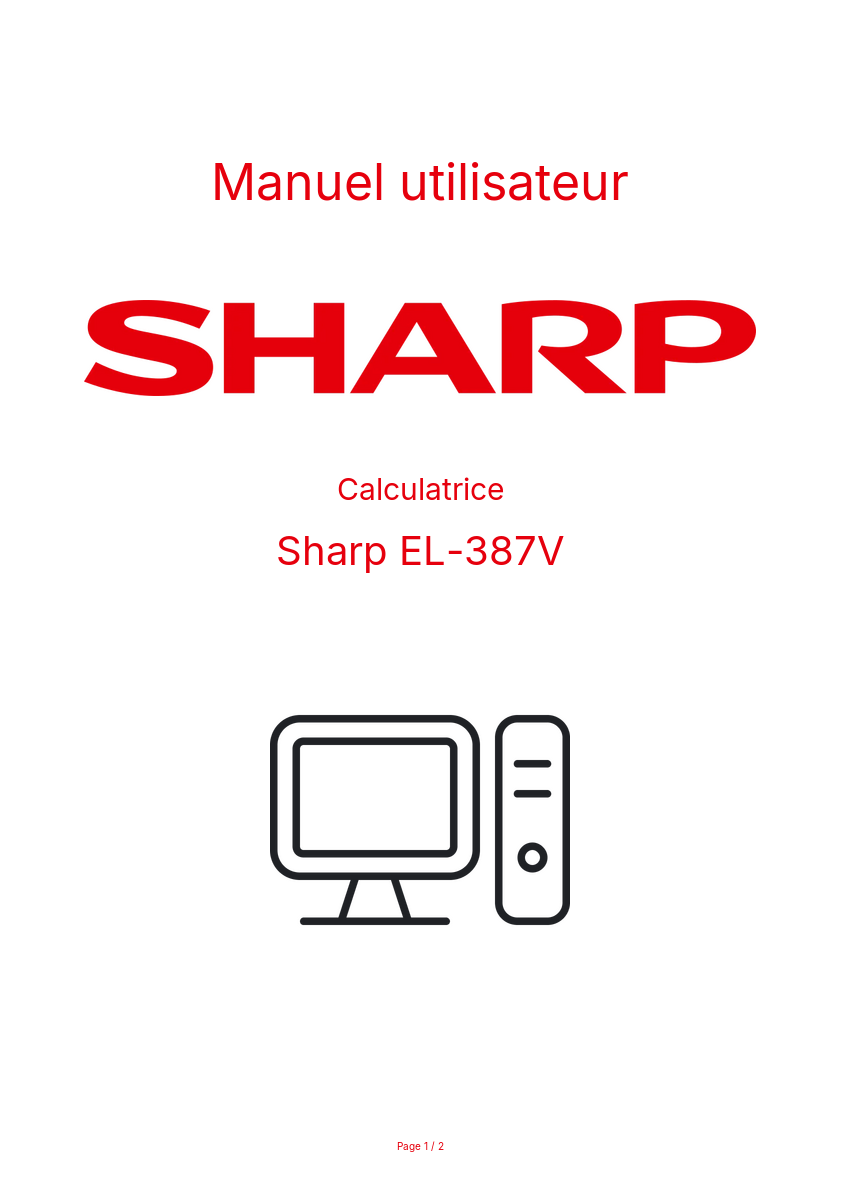 Page n°1 - Manuel utilisateur Sharp EL-387V
