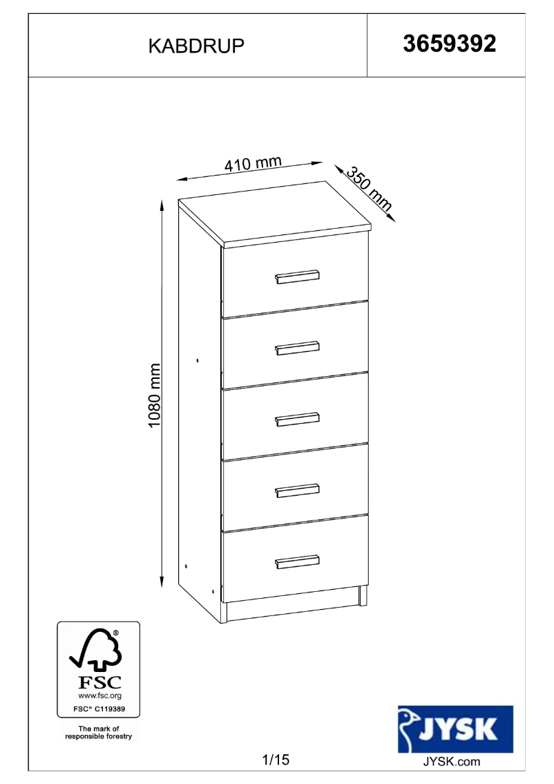 Page n°1 - Manuel utilisateur JYSK Kabdrup (41x108x35)