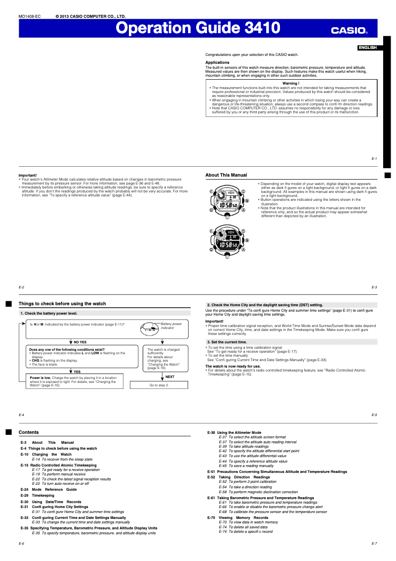 Page 1 de la notice Manuel utilisateur Casio G-Shock Master of G GW-9400-1ER