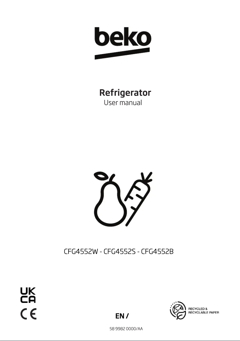 Page 1 de la notice Manuel utilisateur Beko CFG4552S
