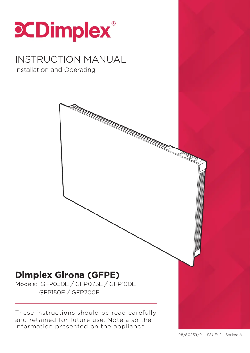 Page 1 de la notice Manuel utilisateur Dimplex GFP050WE
