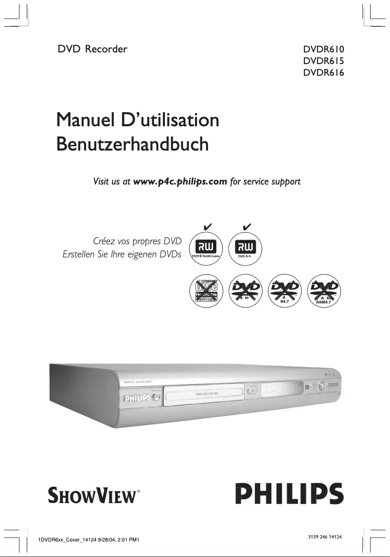 Image de la première page du manuel de l'appareil DVDR616