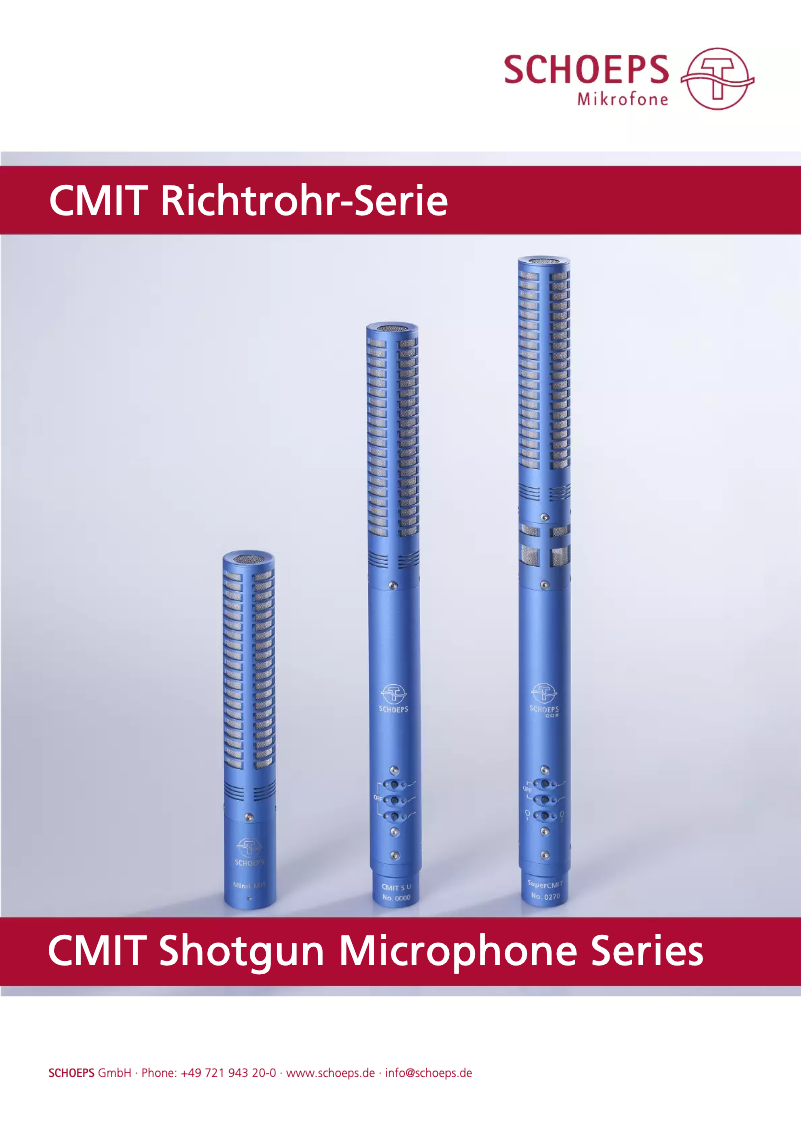 Page 1 de la notice Fiche technique Schoeps CMIT 5