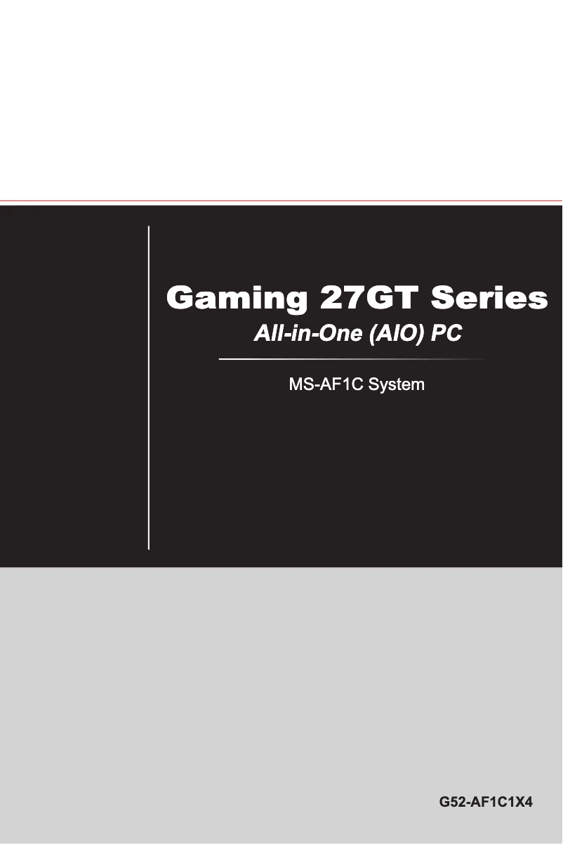 Page 1 de la notice Manuel utilisateur MSI Wind Top Gaming 27T 6QE-007TW