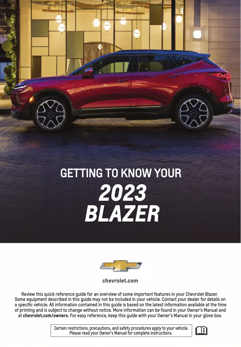 Page 1 de la notice Guide de démarrage rapide Chevrolet Blazer (2023)
