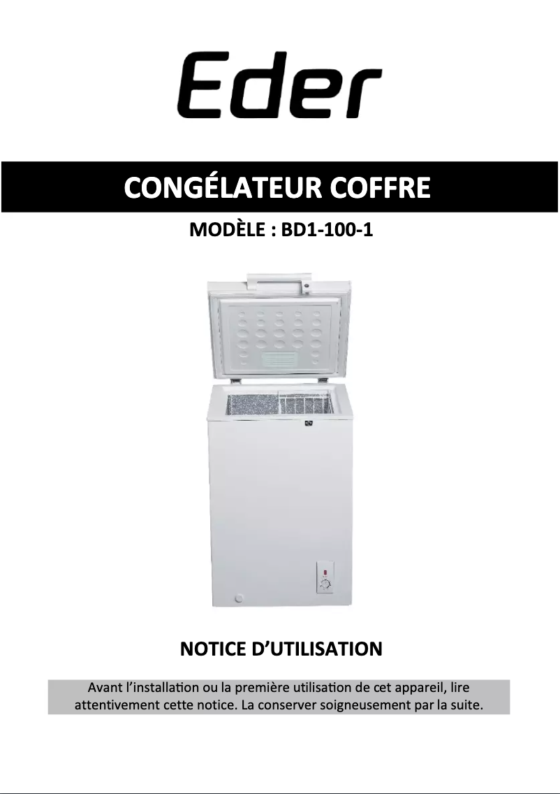 Page 1 de la notice Manuel utilisateur Eder BD1-100-1