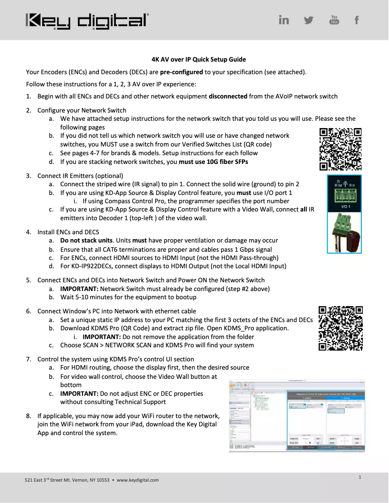 Page 1 de la notice Manuel utilisateur Key Digital KD-IP1022ENC-II