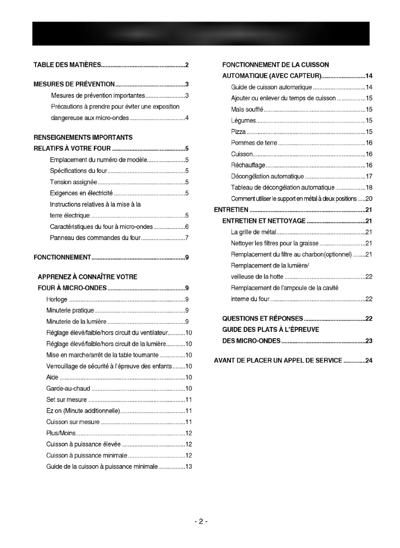 Page 1 de la notice Manuel utilisateur LG MV-187SJ