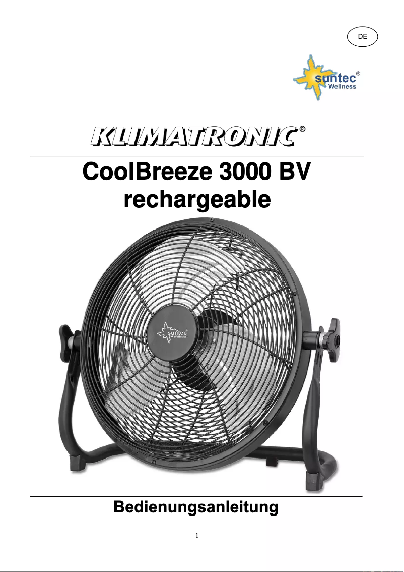Page 1 de la notice Manuel utilisateur Suntec CoolBreeze 3000 BV