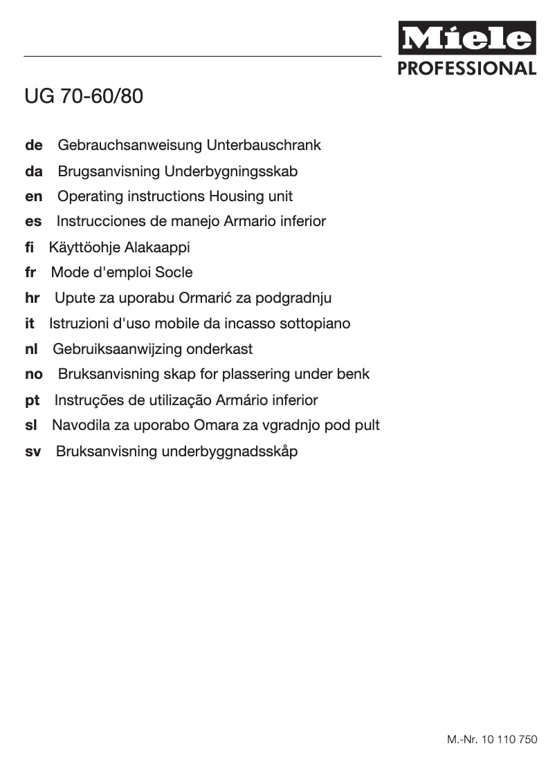 Image de la première page du manuel de l'appareil UG 70-60/80