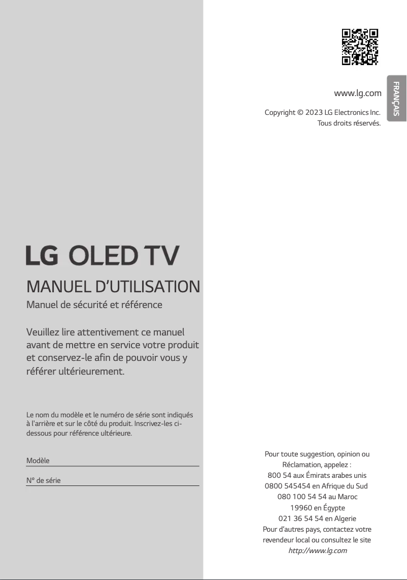Image de la première page du manuel de l'appareil OLED55CS3VA
