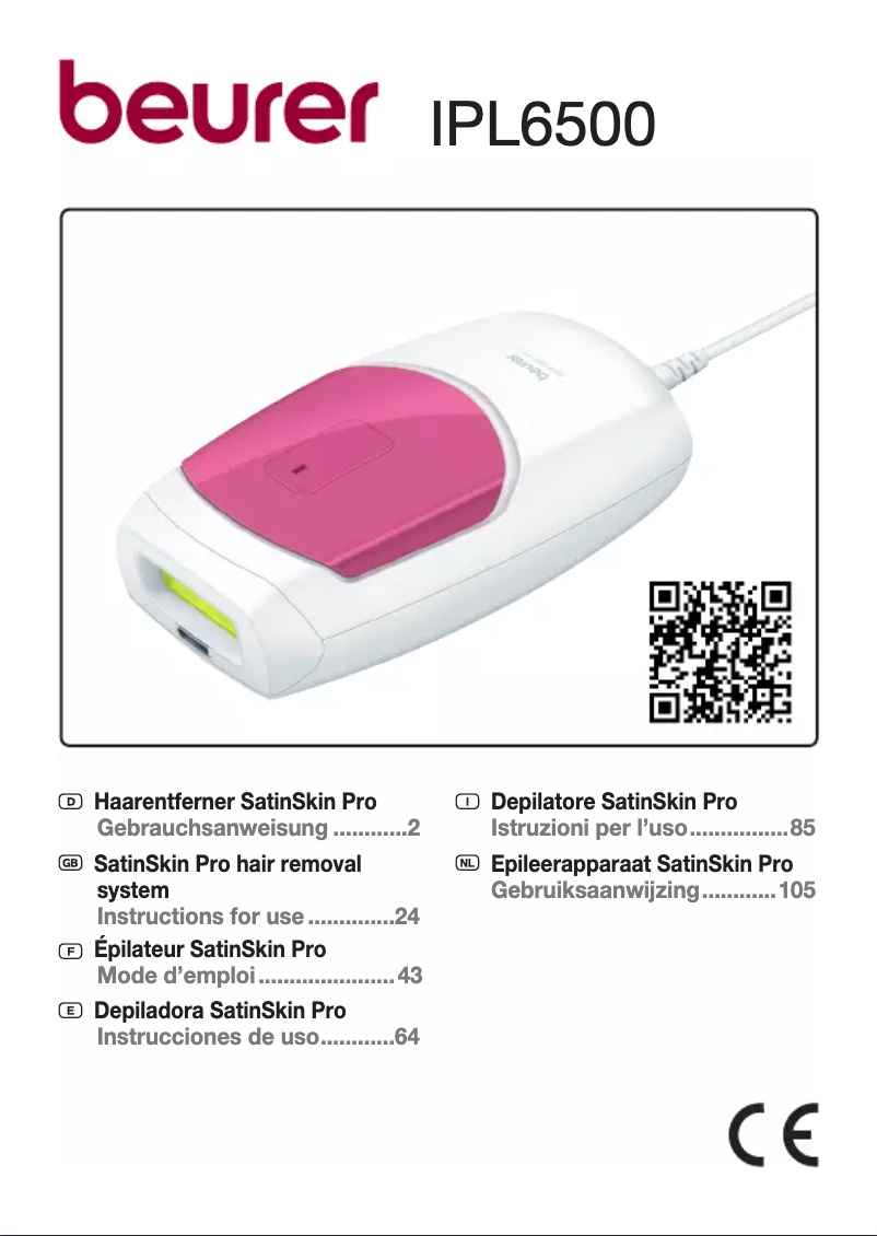 Image de la première page du manuel de l'appareil SatinSkin Pro IPL 6500