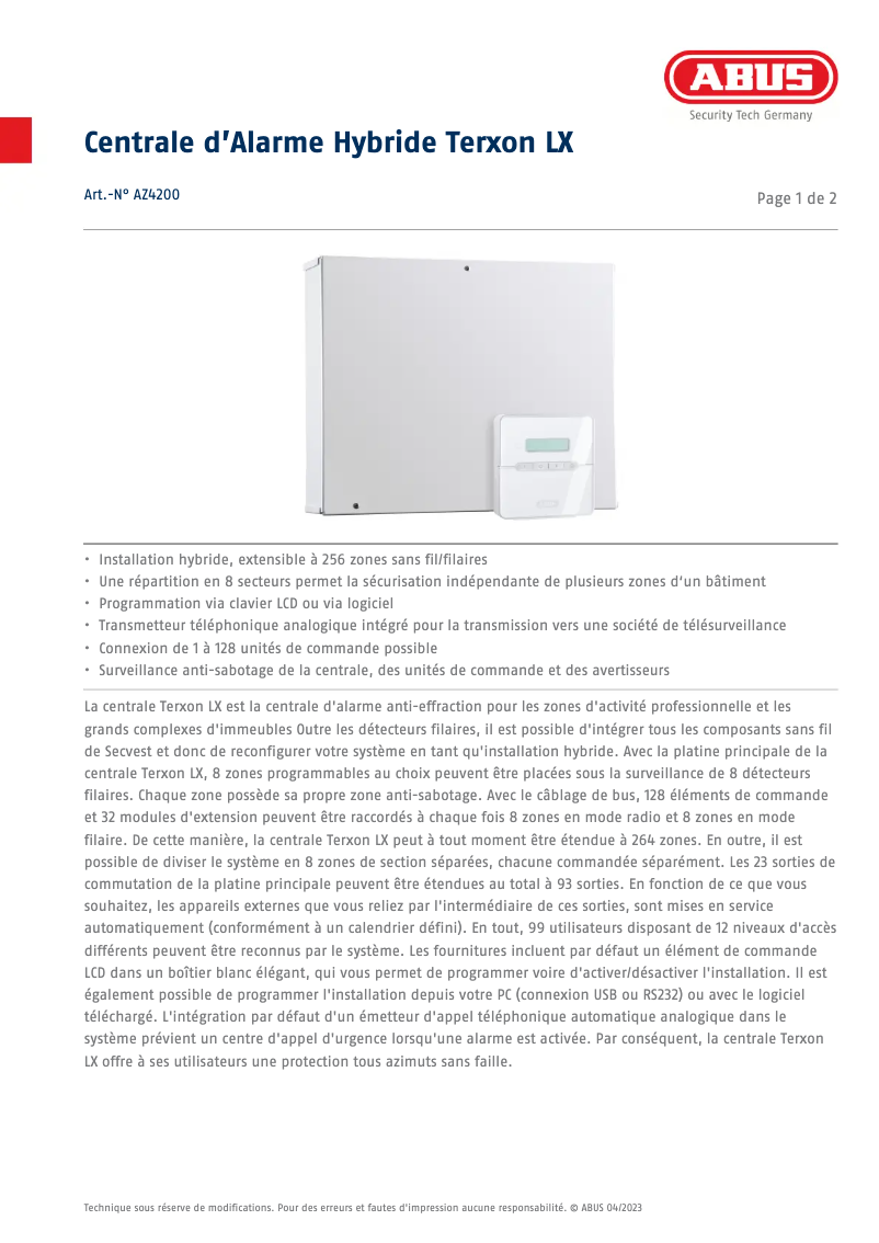 Image de la première page du manuel de l'appareil AZ4200