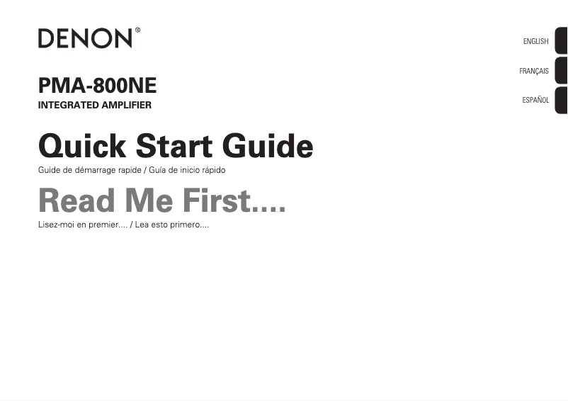 Page n°1 - Guide de démarrage rapide Denon PMA8-00NE