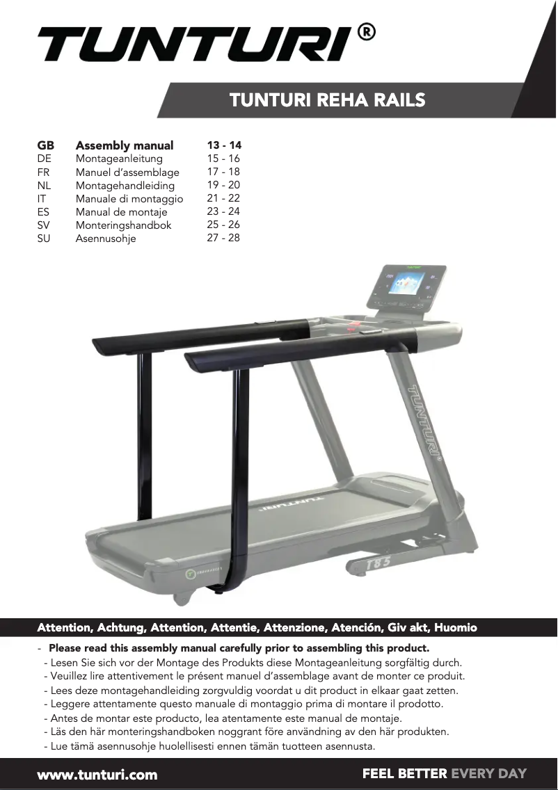 Image de la première page du manuel de l'appareil REHA Rails