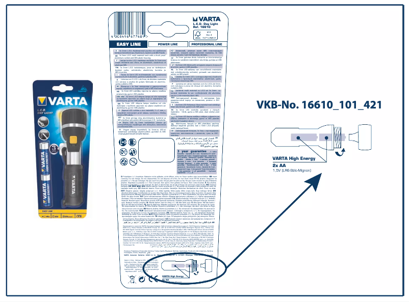 Page 1 de la notice Manuel utilisateur Varta LED Day Light 2AA