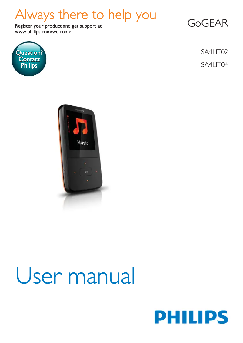 Page 1 de la notice Manuel utilisateur Philips GoGear SA4LIT02