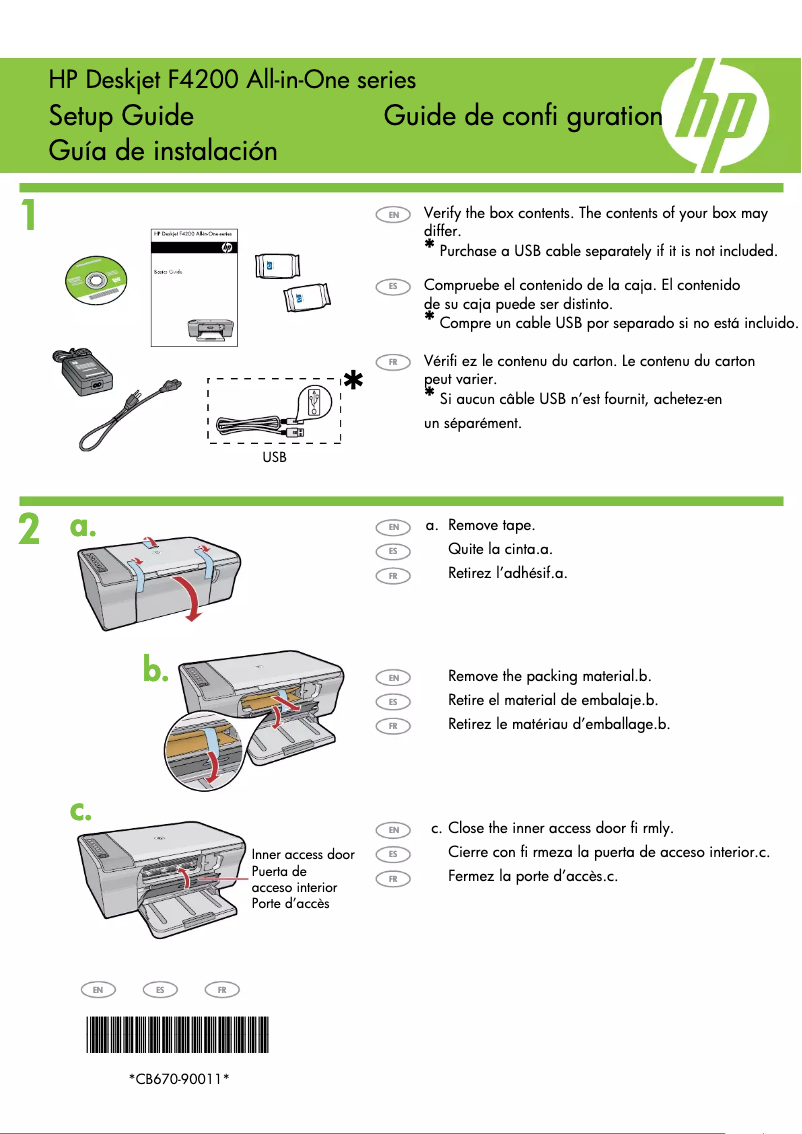 Page n°1 - Guide d'installation HP Deskjet F4200 All-in-One