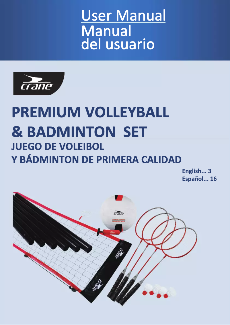 Page n°1 - Manuel utilisateur Crane Premium Volleyball & Badminton Set 45082