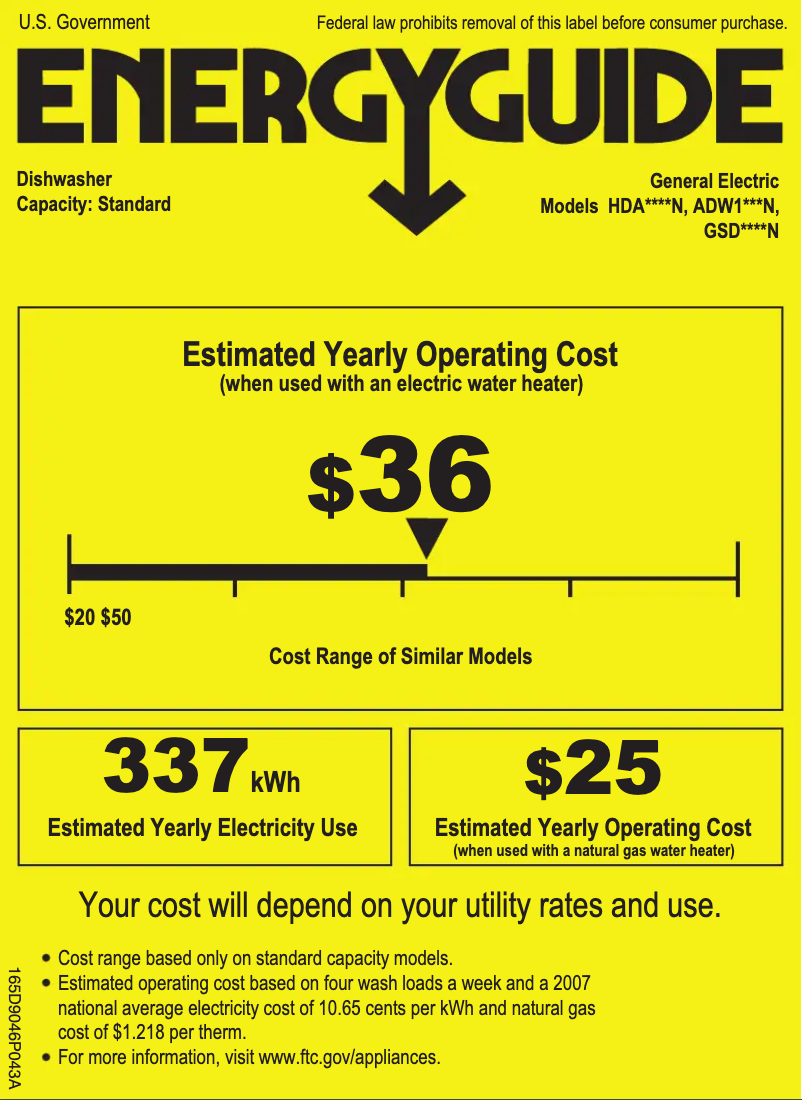 Page 1 of the manual Energy Label GE GSD2300NWW
