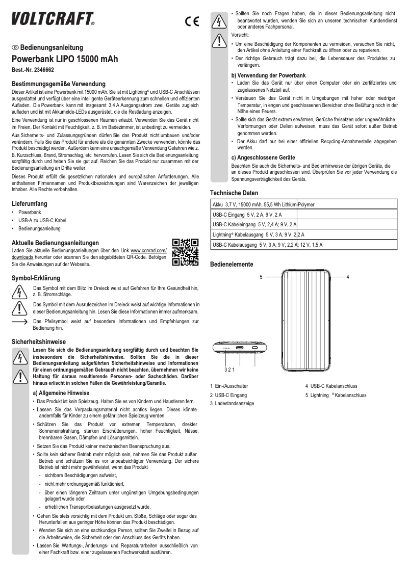 Page n°1 - Manuel utilisateur Voltcraft VC-PB-PD