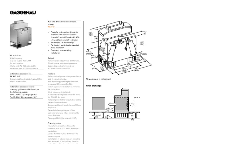 Página 1 del manual Ficha técnica Gaggenau AR410710