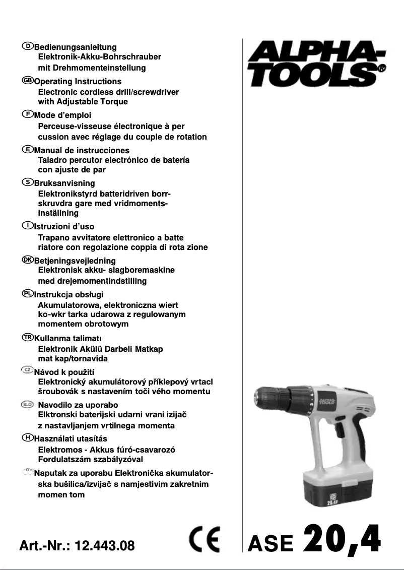 Page 1 de la notice Manuel utilisateur Alpha Tools ASE 20,4