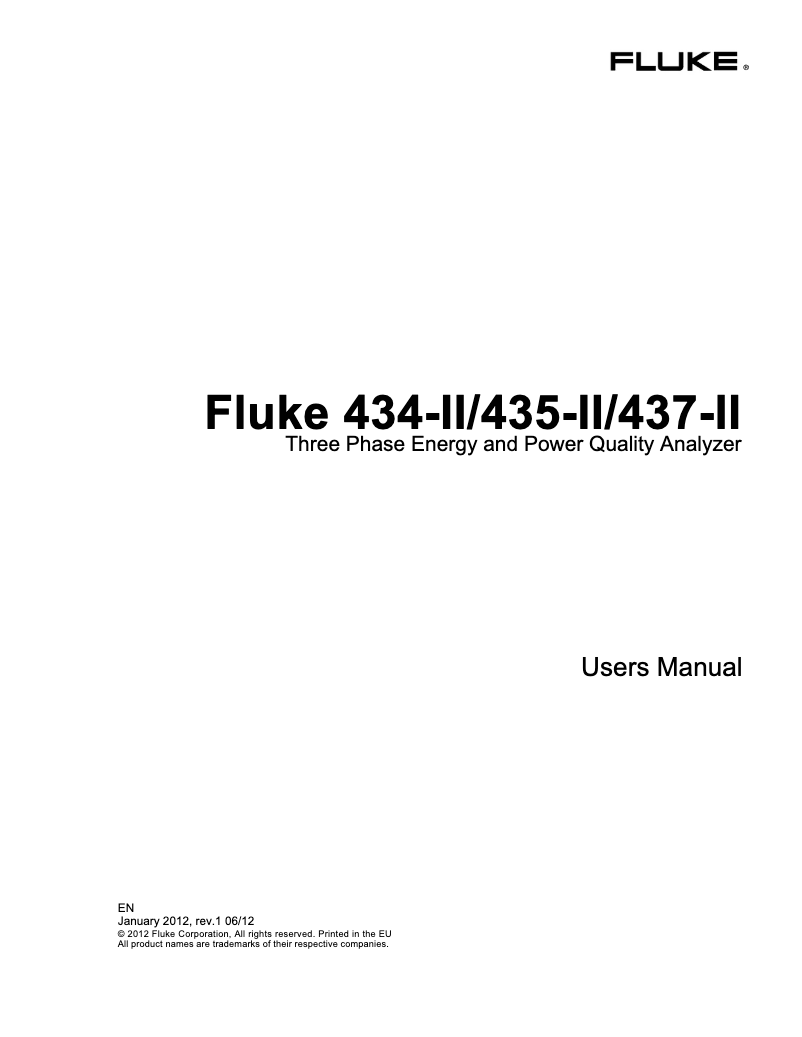 Page n°1 - Manuel utilisateur Fluke 434-II