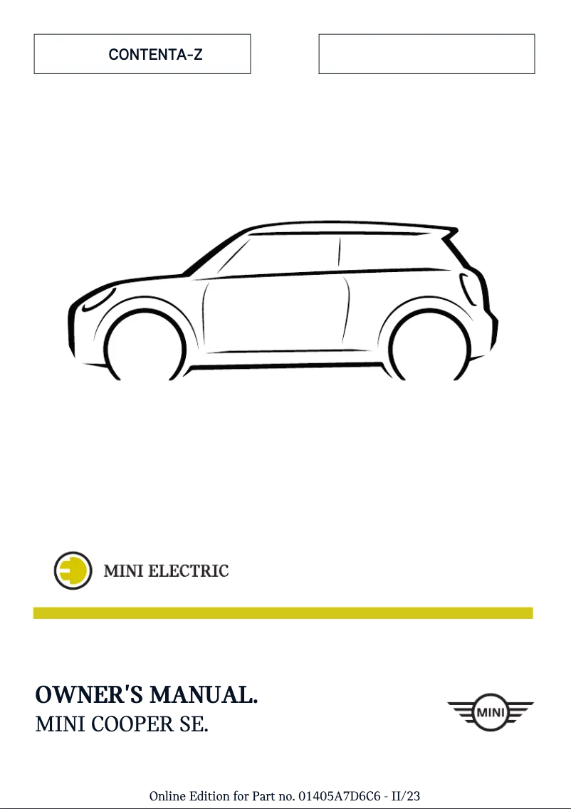 Page 1 de la notice Manuel utilisateur Mini Cooper SE (2024)