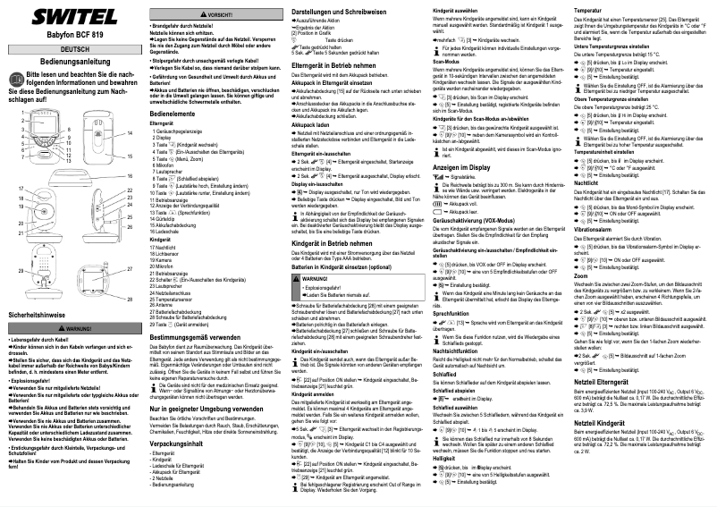 Page 1 de la notice Manuel utilisateur Switel BCF819