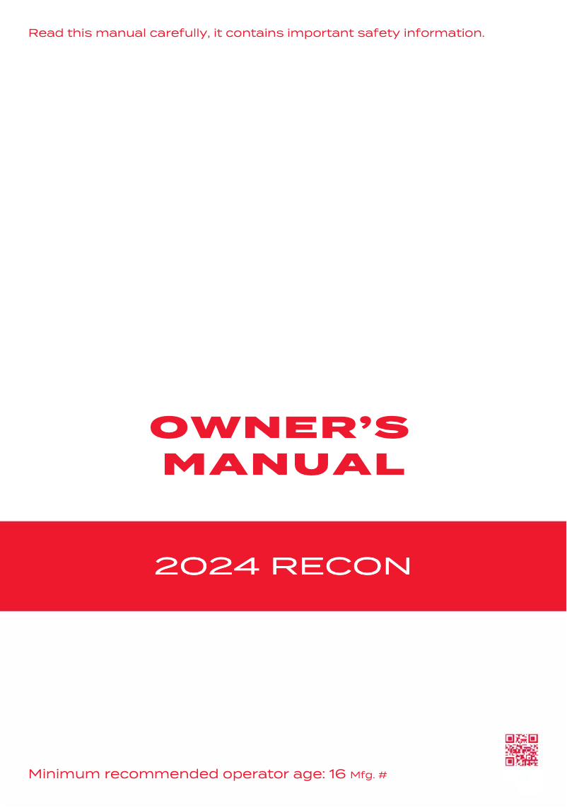 Página 1 del manual Manual de usuario Honda Recon (2024)