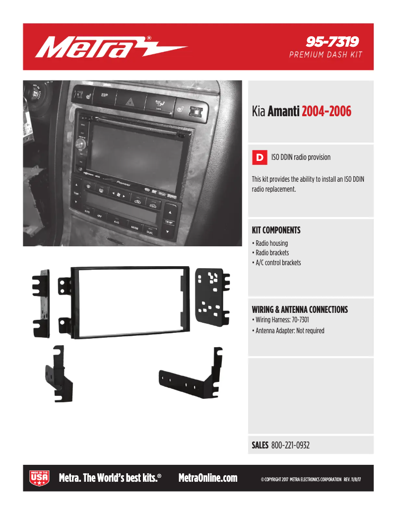 Page 1 of the manual Technical Sheet Metra 95-7319