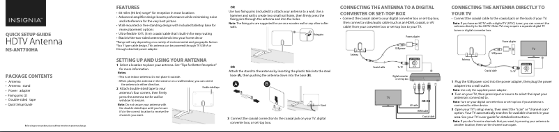 Page 1 de la notice Manuel utilisateur Insignia NS-ANT700HA