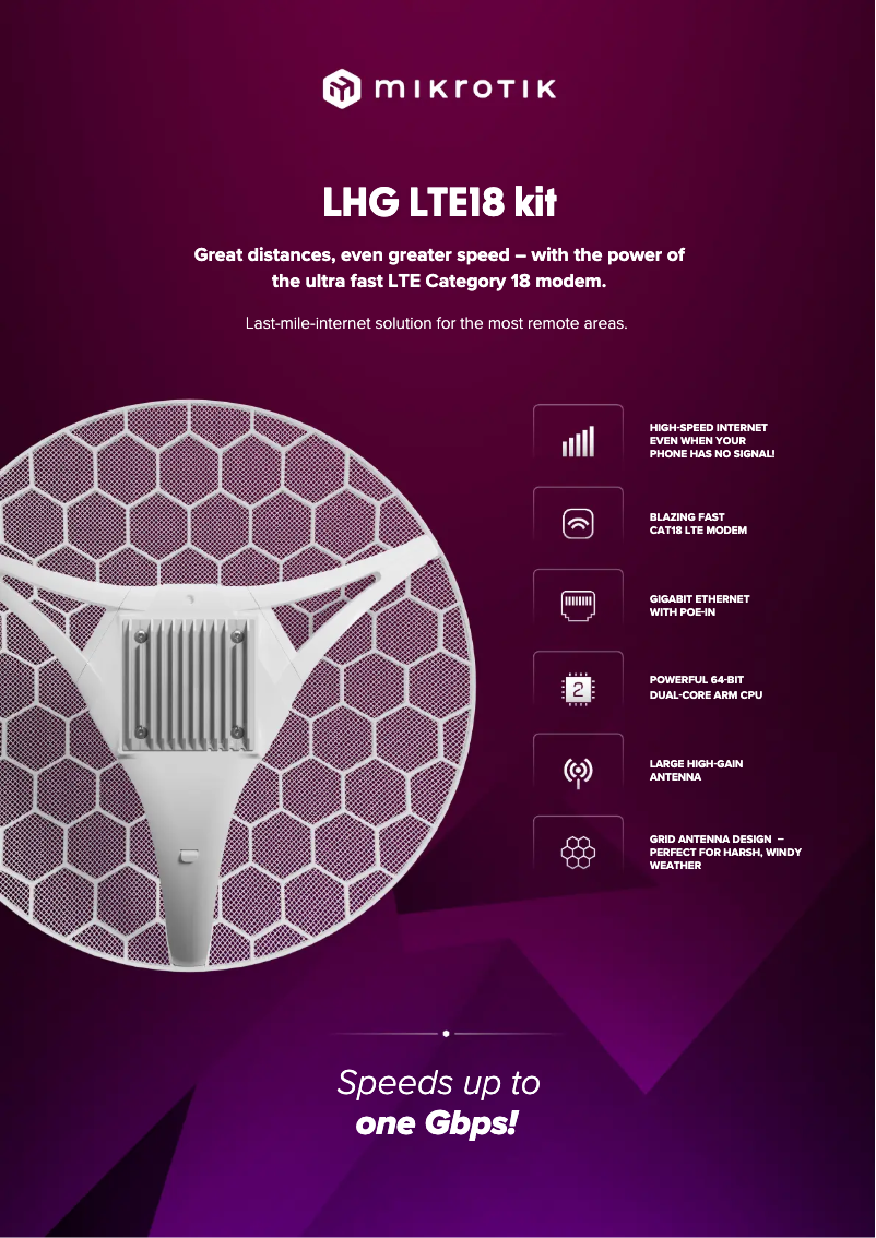 Page 1 de la notice Brochure Mikrotik LHG LTE18 kit