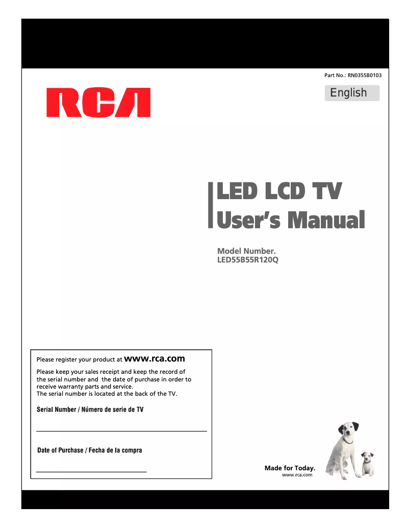 Page 1 de la notice Manuel utilisateur RCA LED55B55R120Q