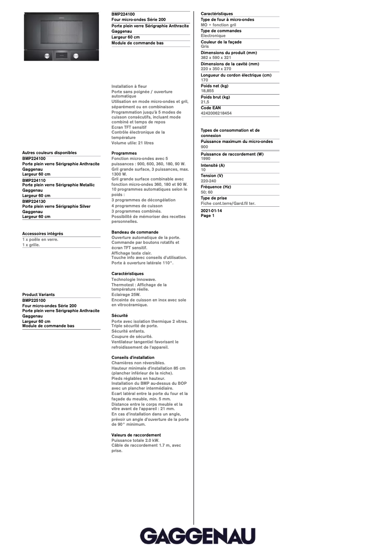 Imagen de la primera página del manual del dispositivo BMP224100