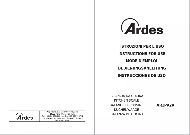 Page 1 de la notice Mode d'emploi Ardes AR1PA2V