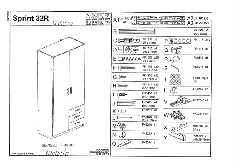 Page 1 de la notice Manuel utilisateur Leen Bakker Sprint (100x198x51)