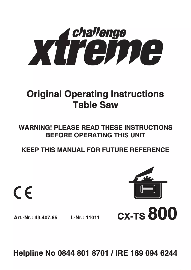 Page 1 de la notice Manuel utilisateur Challenge Xtreme CX-TS 800