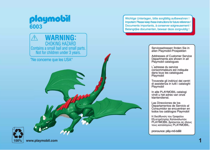Page 1 de la notice Manuel utilisateur Playmobil Knights Great Dragon