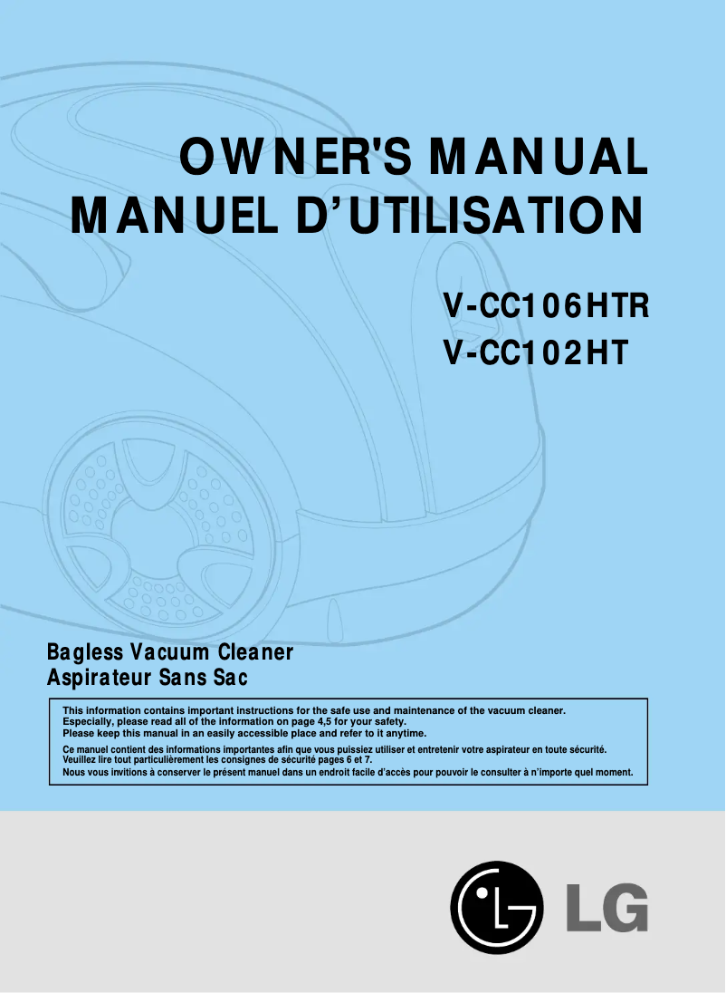 Page 1 de la notice Manuel utilisateur LG V-CC102HT