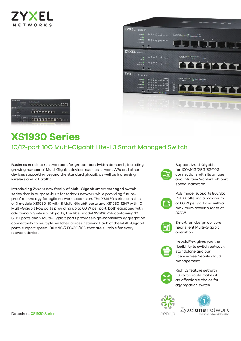 Page n°1 - Fiche technique ZyXEL XS1930-12HP