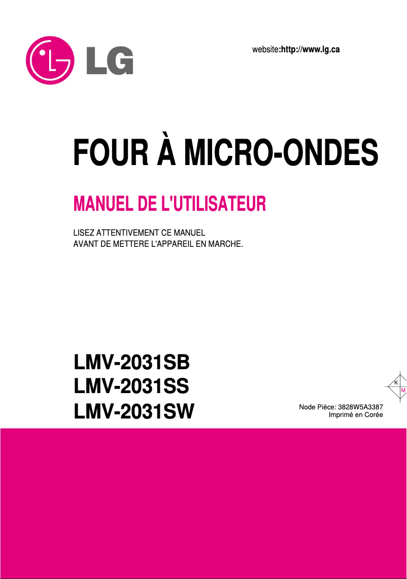 Page n°1 - Manuel utilisateur LG MV-2043FQS