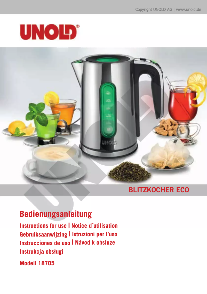 Page 1 de la notice Manuel utilisateur Unold Eco 18705