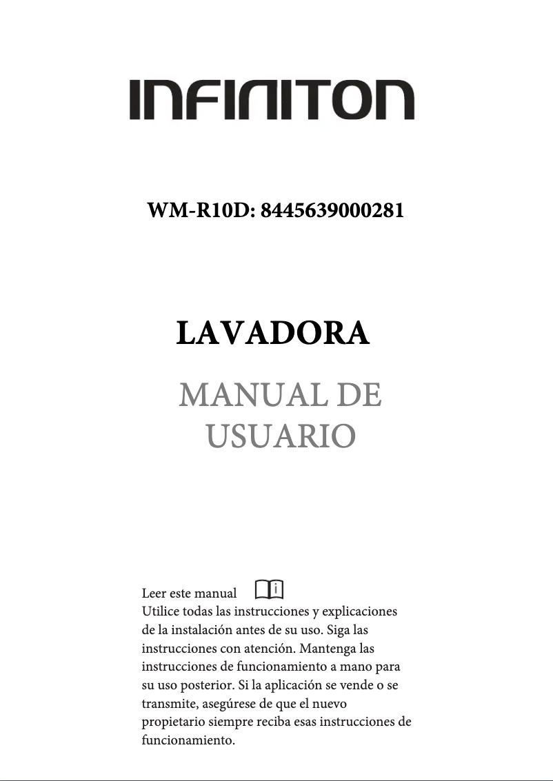 Page n°1 - Manuel utilisateur Infiniton WM-R10D