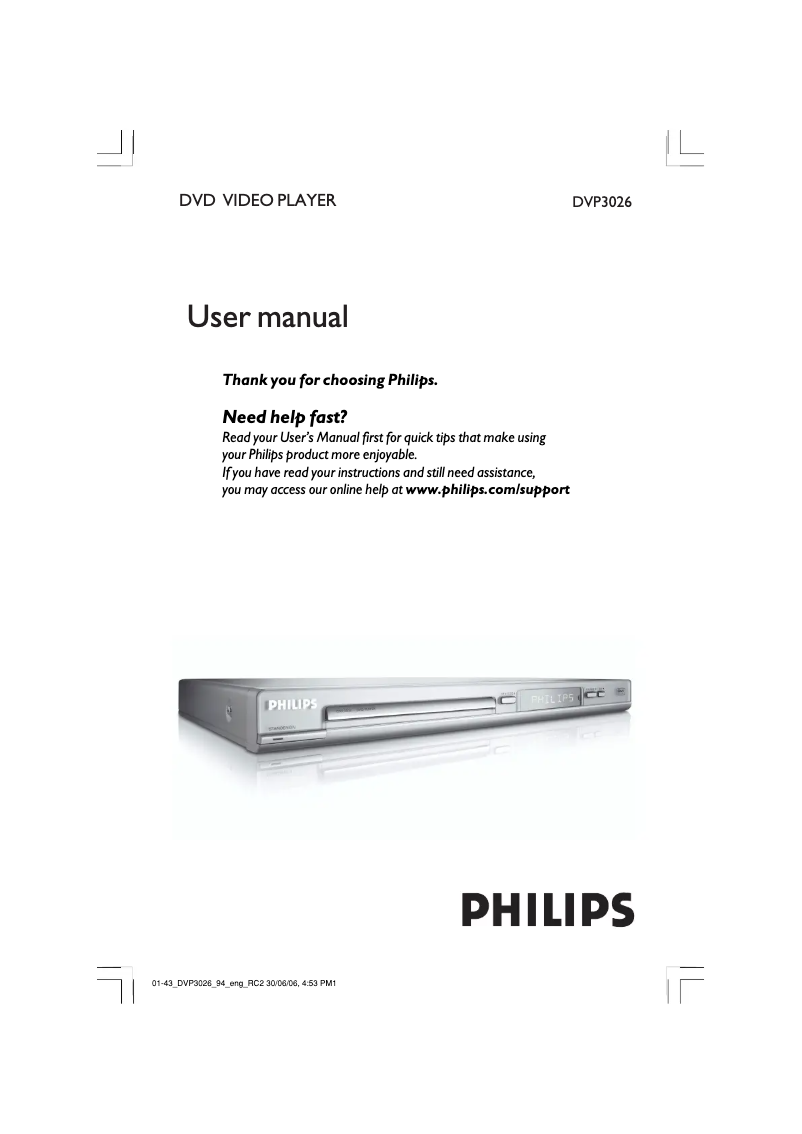 Page 1 de la notice Mode d'emploi Philips DVP3026X
