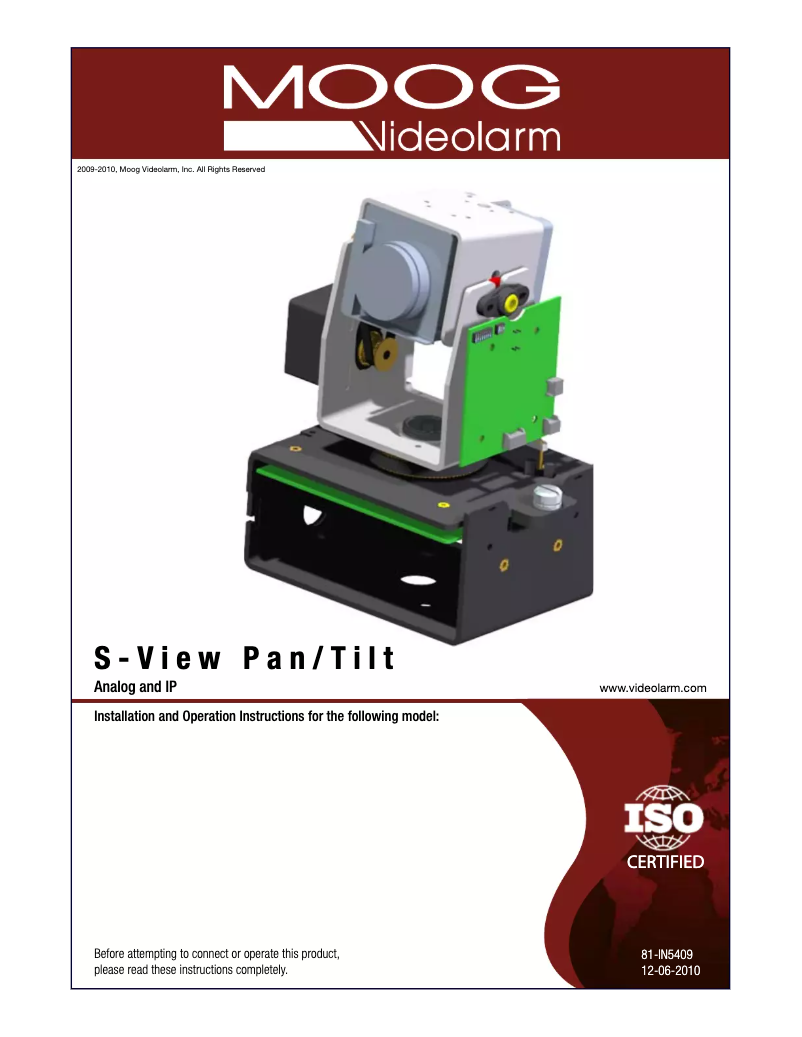 Page n°1 - Manuel utilisateur Moog Videolarm PFD7C12N-3