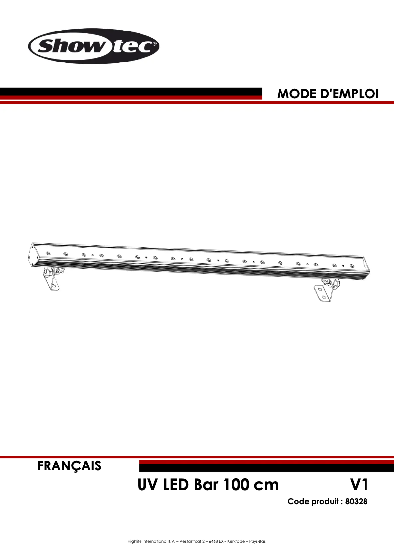 Page n°1 - Manuel utilisateur Showtec UV LED Bar 100cm MKII