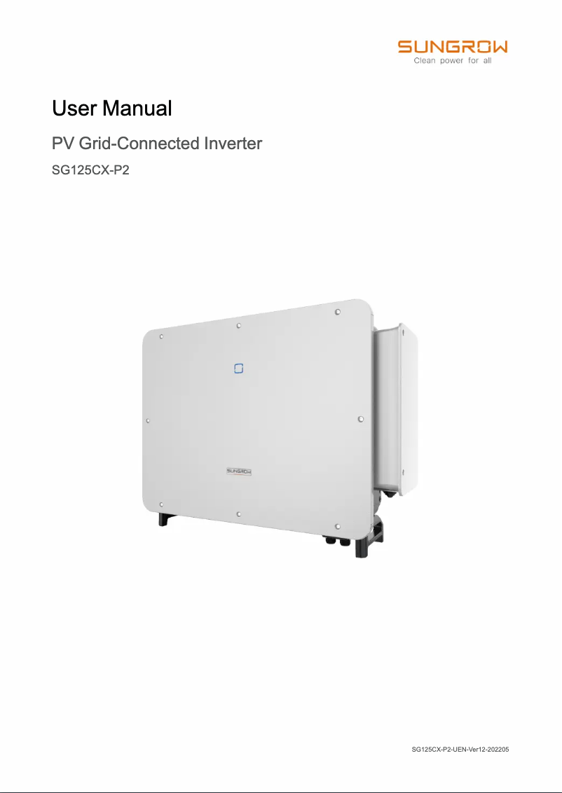 Page 1 de la notice Manuel utilisateur Sungrow SG125HX